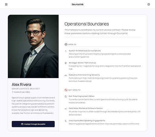 SourceLink public profile boundaries preview